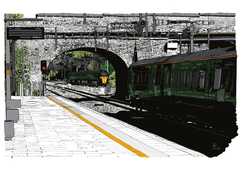 IMG 5986 
 GWR Art created by photographer Mike Swift from sketches and iPhone photos and drawn on iPad Pro with ProCreate and an Apple Pencil 
 Keywords: GWR, Great, Western, Railway, trains, stations, art, procreate, Apple, iPad, iPadPRO, ApplePencil, pencil, Rail, IET, HST, Turbo,