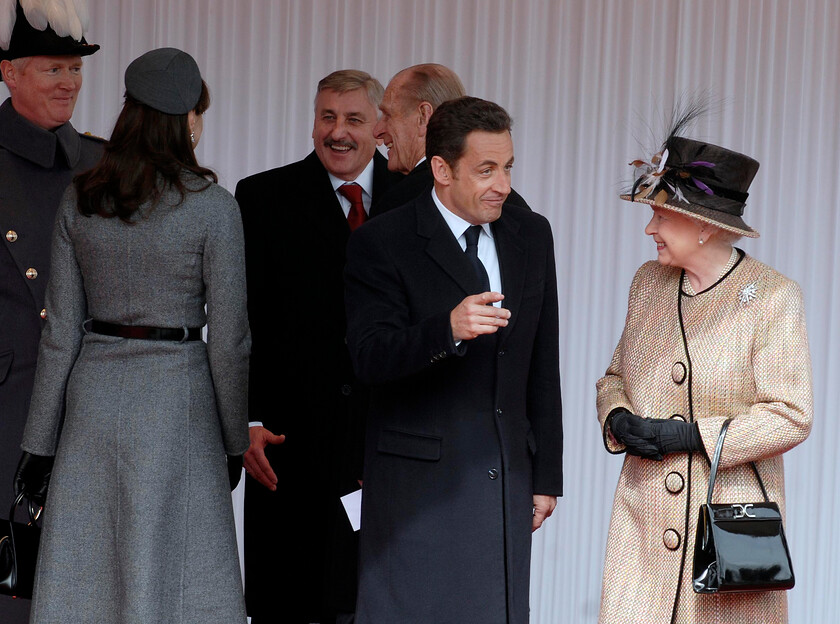 08-0632 24 
 State visit of Nicolas Sarkozy, President of the French Republic and Madame Nicolas Sarkozy, Windsor Riverside Station, with HM queen and the Duke of Ed - Mike Swift 25/3/08